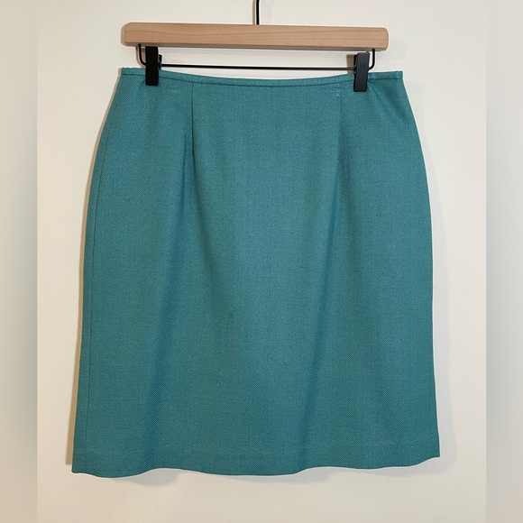 Josephine Chaus Silk Two Piece Suit Blazer Size 8. Skirt Size 10 Aqua Blue/Teal - Picture 3 of 14